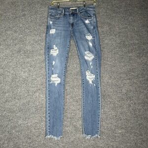 Levis Distressed Skinny Fit Jeans Womens Size 27 Frayed Hems